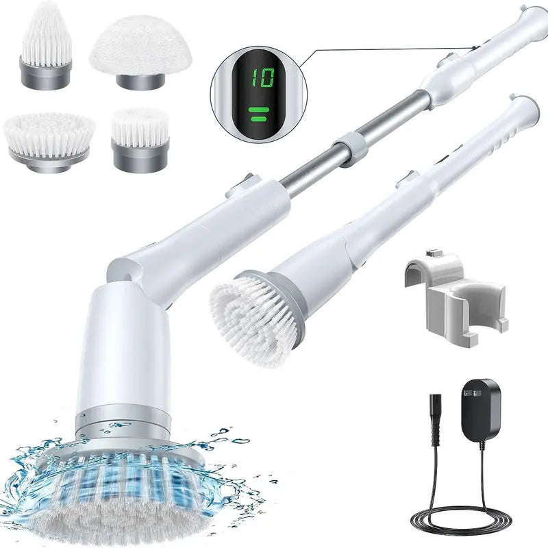 LABIGO Electric Spin Scrubber , Shower Cleaning Brush, Power Scrubber for Cleaning Bathroom Bathtub Kitchenwith 4 Replaceable Brush Heads