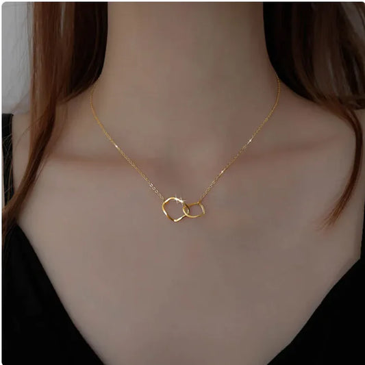 Sterling Silver and Gold Geometric Square Necklace - Glide Goods LLC