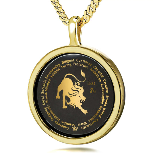 Leo Necklaces for Lovers of the Zodiac 24k Gold Inscribed - Glide Goods LLC