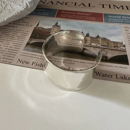 Korean Style S925 Sterling Silver Large Glossy Bracelet