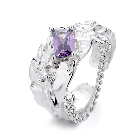 S925 Sterling Silver Korean Style Adjustable Zircon Ring