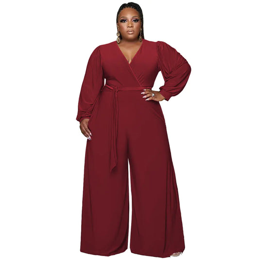 Plus Size High Waist Wide Leg Jumpsuit for Women - Glide Goods LLC