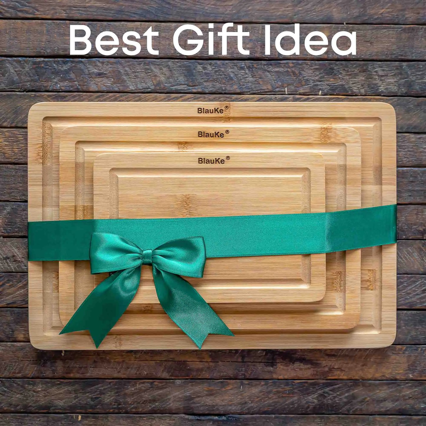 Wooden Cutting Boards for Kitchen with Juice Groove and Handles - Bamboo Chopping Boards Set of 3 - Wood Serving Trays - Glide Goods LLC