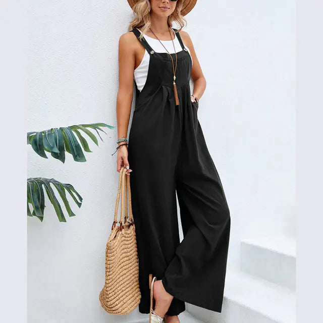 2023 Summer Women’s Casual Loose Wide Leg Jumpsuit