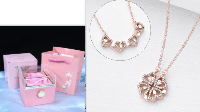 Four-Leaf Clover & Heart Necklace Gift Set - Dainty Gold Jewelry - Glide Goods LLC