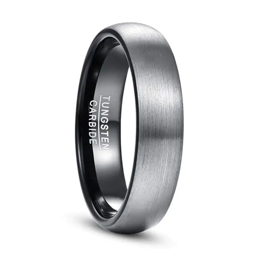Brushed Silver and Black Tungsten Ring - Glide Goods LLC