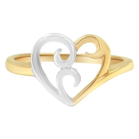 10K Two-Tone Gold Heart Ring - Glide Goods LLC