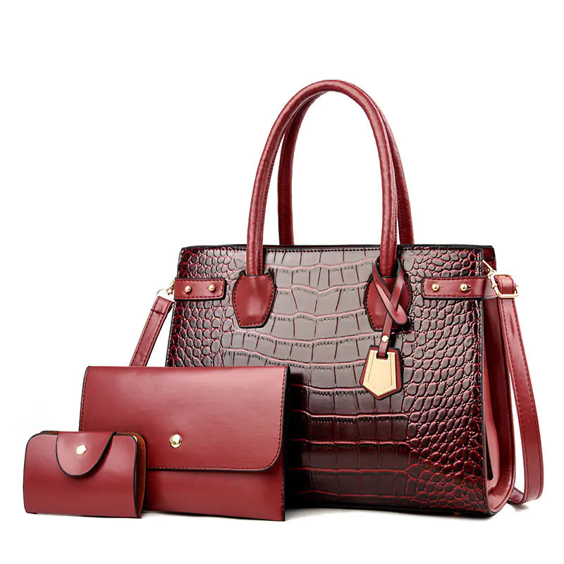 Women's One-Shoulder Handbag Three-Piece Set - Glide Goods LLC