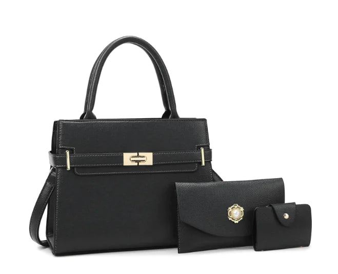 3-Piece Women's Handbag Set with Quality Leather - Glide Goods LLC