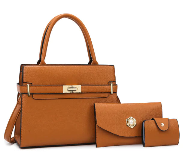 3-Piece Women's Handbag Set with Quality Leather - Glide Goods LLC