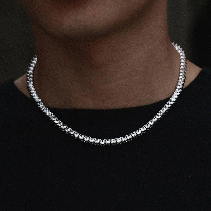 Three Prong Tennis Chain Necklace - Glide Goods LLC