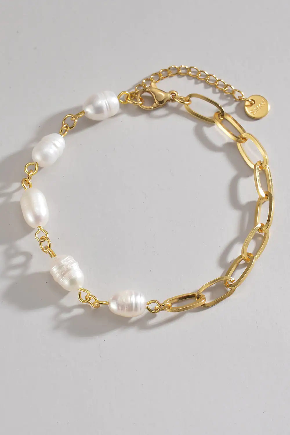 Half Pearl Half Chain Stainless Steel Bracelet - Glide Goods LLC