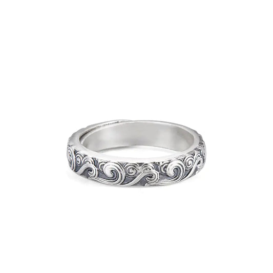 999 Sterling Silver Auspicious Cloud Solid Ring
