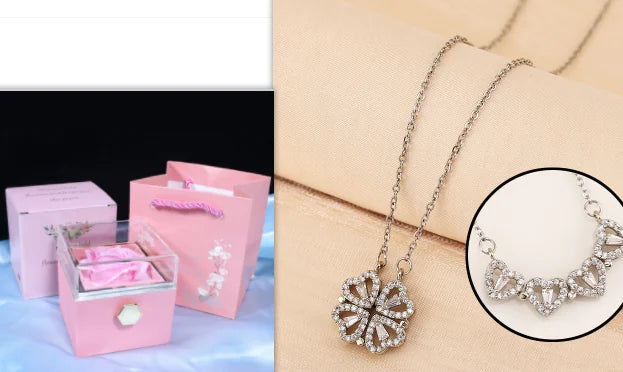 Four-Leaf Clover & Heart Necklace Gift Set - Dainty Gold Jewelry - Glide Goods LLC