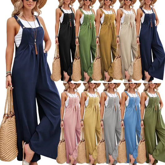 2023 Summer Women’s Casual Loose Wide Leg Jumpsuit