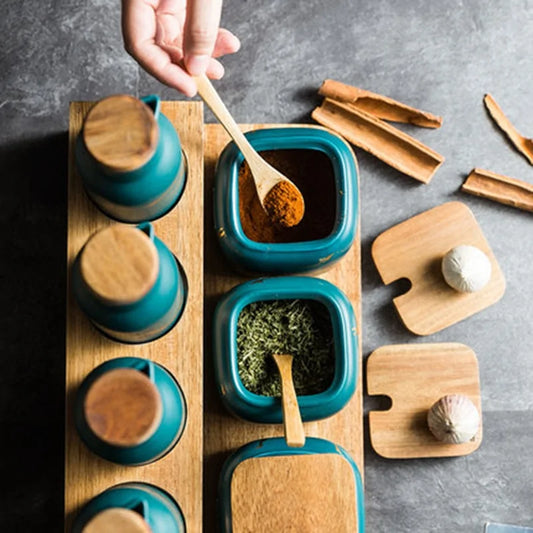 Marble Pattern Ceramic Kitchen Seasoning Tank Set - Glide Goods LLC