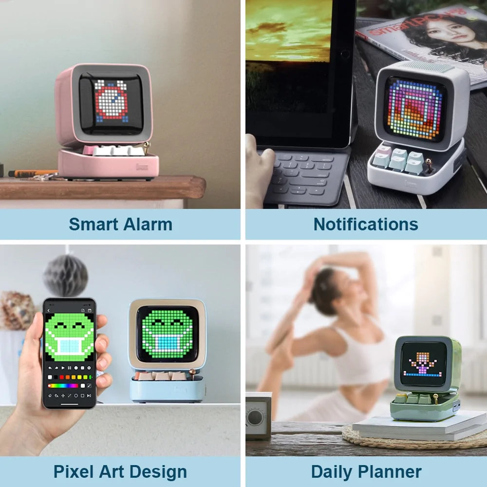 Retro Pixel Art Bluetooth Speaker and Alarm Clock Success Active Submit Title - Glide Goods LLC