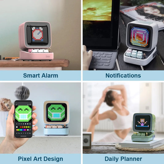 Retro Pixel Art Bluetooth Speaker and Alarm Clock Success Active Submit Title - Glide Goods LLC