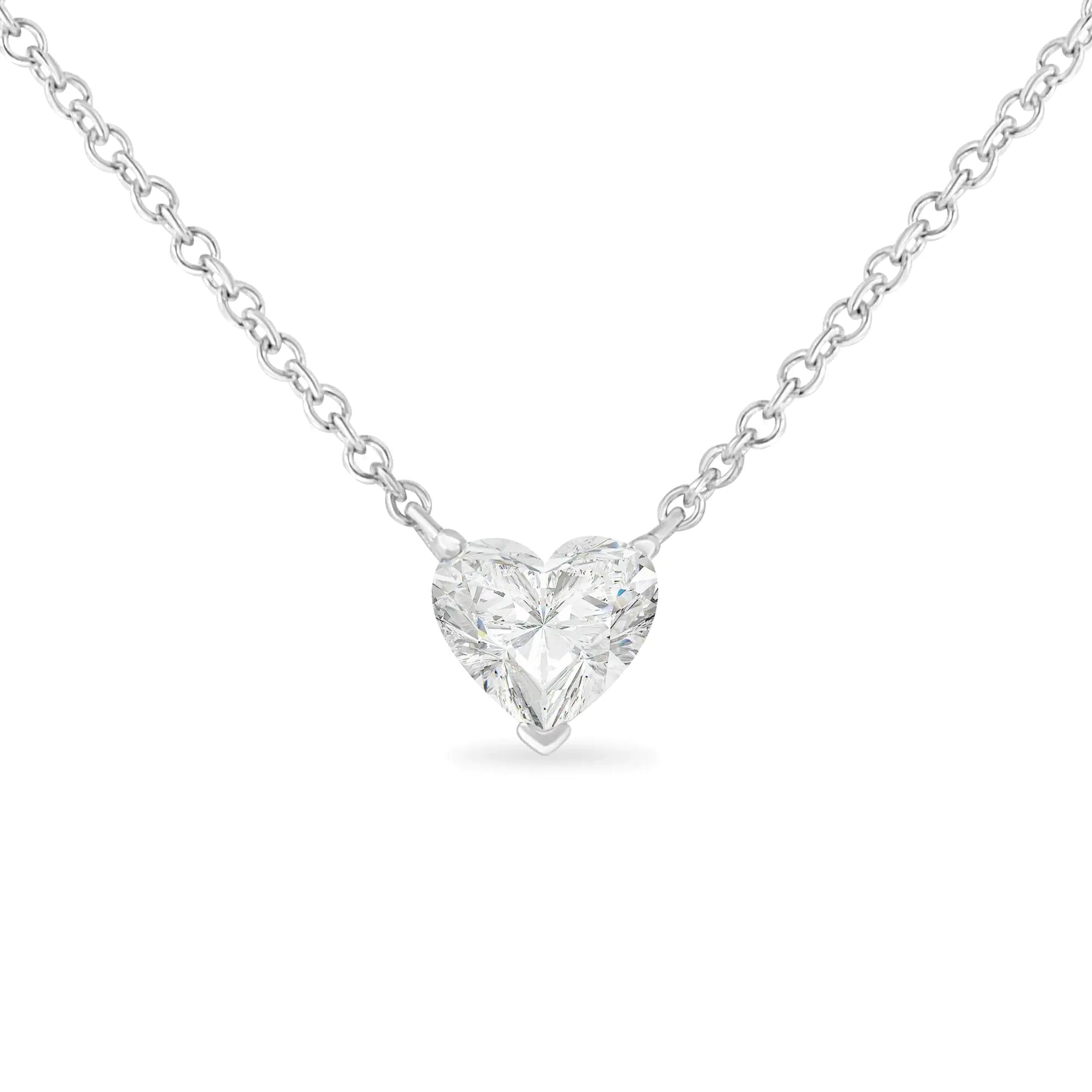 14k White Gold 1/4 Cttw Lab Grown Heart Shape Diamond Solitaire 18" Pendant Necklace (E-F Color, SI1-SI2 Clarity) - Glide Goods LLC