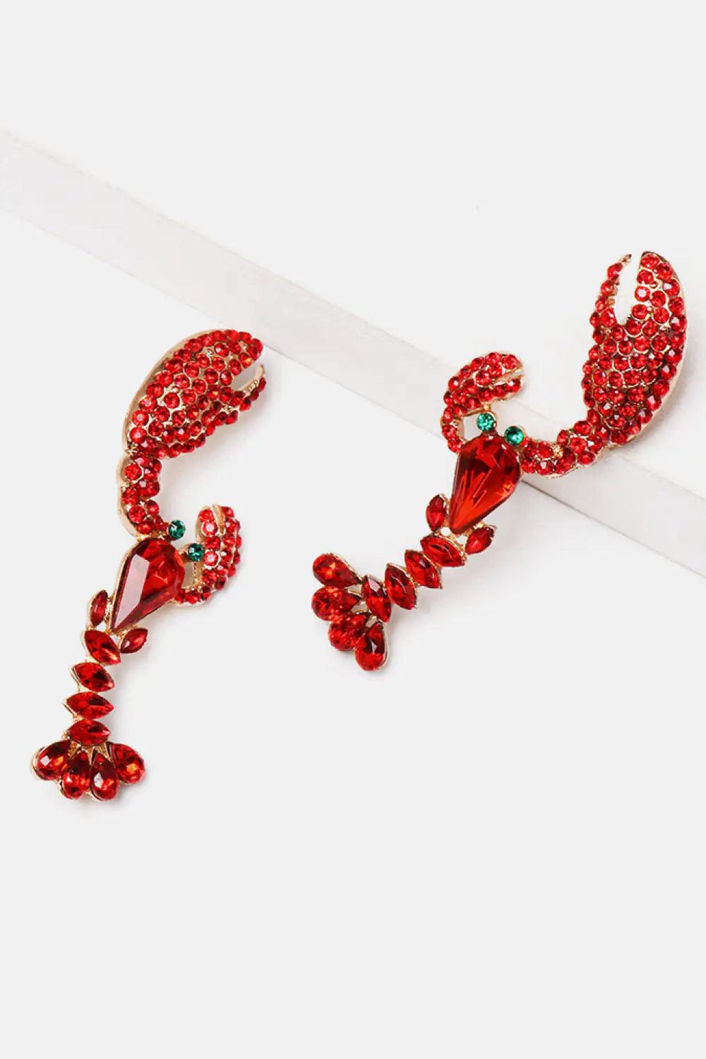 Lobster Shape Glass Stone Dangle Earrings - Glide Goods LLC