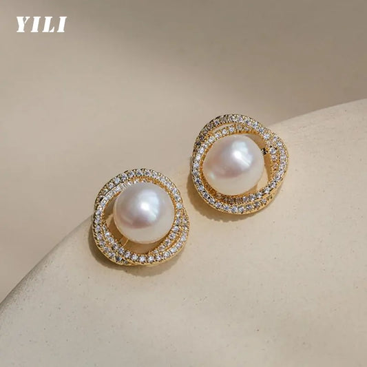 Pearl Earrings and Necklace - Glide Goods LLC
