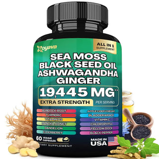 Zoyava Sea Moss Supplement, 19,445 MG All-In-One Formula with over 15+ Super Ingredients, Extra Strength & High Potency, 60 Capsules, MADE in USA