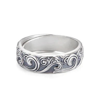 999 Sterling Silver Auspicious Cloud Solid Ring
