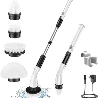 LABIGO Electric Spin Scrubber , Shower Cleaning Brush, Power Scrubber for Cleaning Bathroom Bathtub Kitchenwith 4 Replaceable Brush Heads