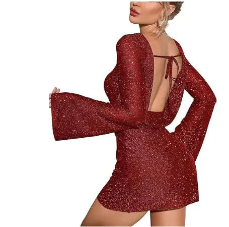 KATE – Glittering Open-Back Dress ✨ - Glide Goods LLC
