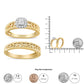 14K Yellow Gold Plated .925 Sterling Silver 1/5 Cttw Diamond Halo and Milgrain Finish Engagement Ring Bridal Set (I-J Color I3 Clarity) - Glide Goods LLC