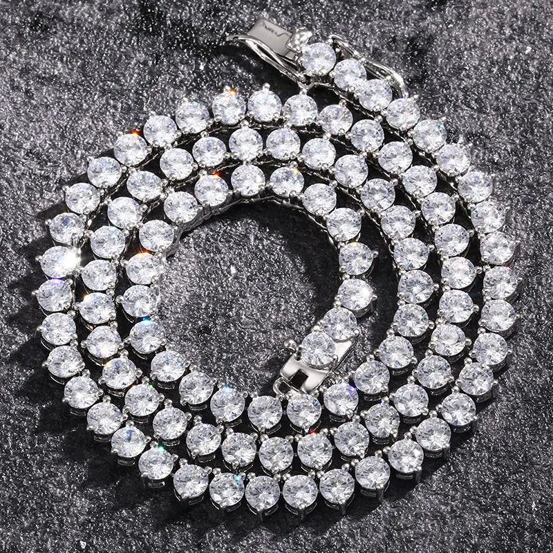 Three Prong Tennis Chain Necklace - Glide Goods LLC