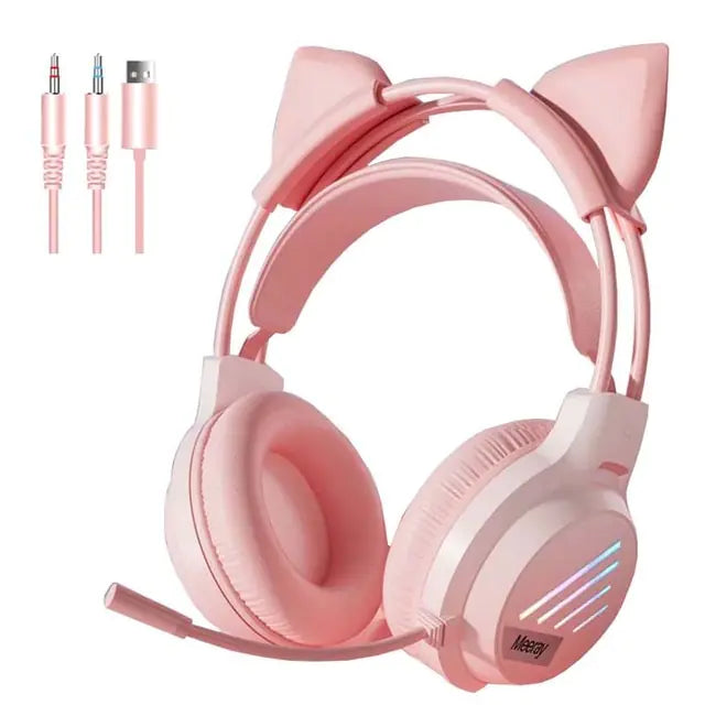 RGB Light Gamer Headset Cat Ear Gaming Headphones - Glide Goods LLC