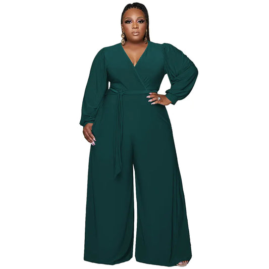 Plus Size High Waist Wide Leg Jumpsuit for Women - Glide Goods LLC