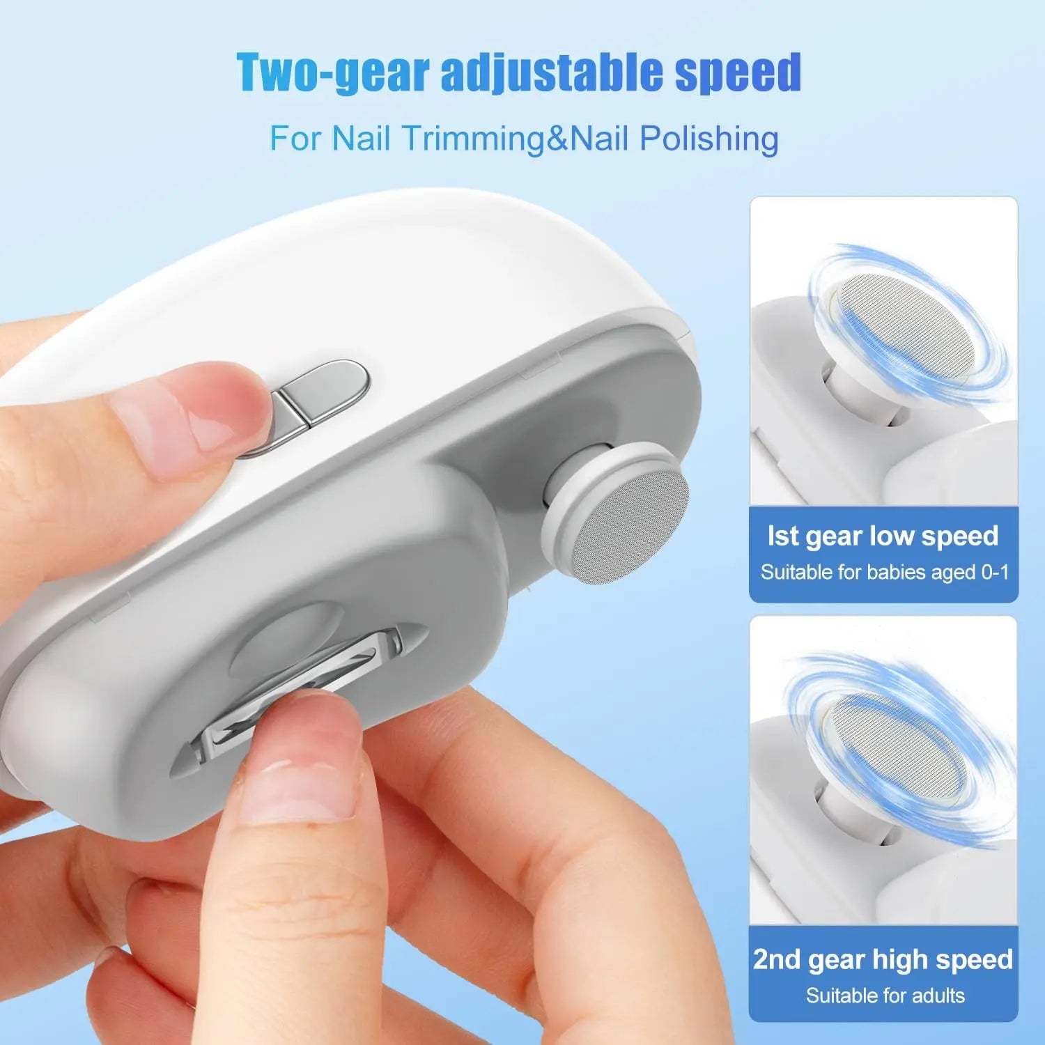 Electric Nail Clipper Grinding and Polishing 2 in 1 Multifunctional Portable Automatic Nail Grinder Electric Manicure Tool