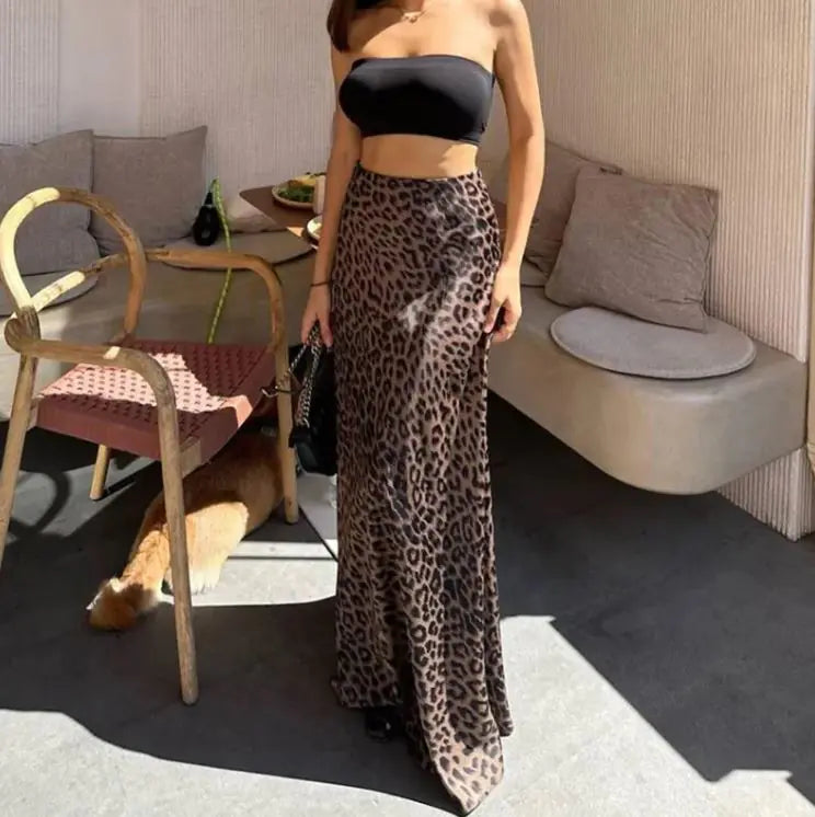 Leopard Print Dress Fashion Mermaid Skirt Womens Clothing - Glide Goods LLC