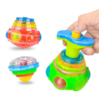 "LED Light-Up UFO Spinning Top - Fun Music Gyro Toy for Kids' Birthday Parties!"