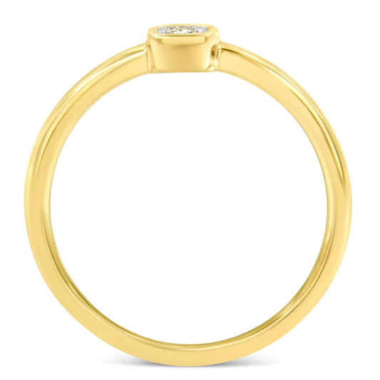 14K Yellow Gold Plated .925 Sterling Silver 1/20 Carat Diamond Square Cushion-Shaped Miracle Set Petite Fashion Promise Ring (J-K Color, I1-I2 Clarity) - Glide Goods LLC