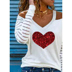 Fashion V Off-Shoulder Printed T-Shirt for Ladies - Glide Goods LLC