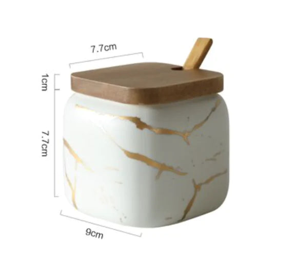Marble Pattern Ceramic Kitchen Seasoning Tank Set - Glide Goods LLC
