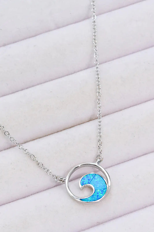 Opal Wave Pendant Necklace - Glide Goods LLC