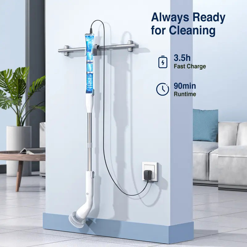 LABIGO Electric Spin Scrubber , Shower Cleaning Brush, Power Scrubber for Cleaning Bathroom Bathtub Kitchenwith 4 Replaceable Brush Heads