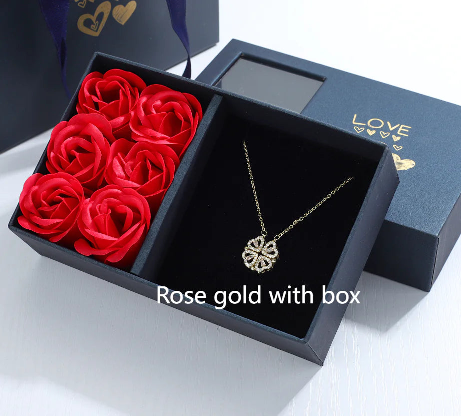 Four-Leaf Clover & Heart Necklace Gift Set - Dainty Gold Jewelry - Glide Goods LLC