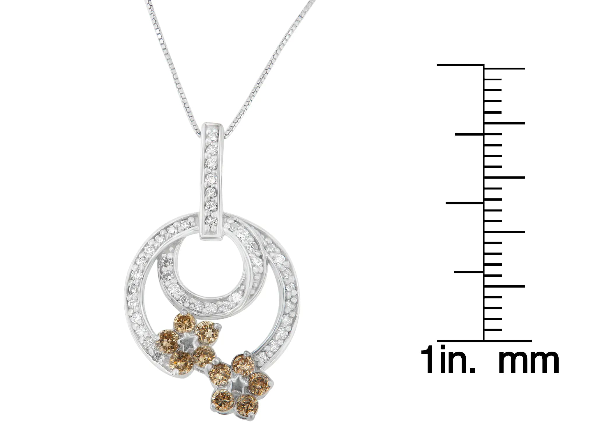 925 Sterling Silver 1 cttw Round Cut Diamond Floral Garden Pendant Necklace (H-I, I1-I2)