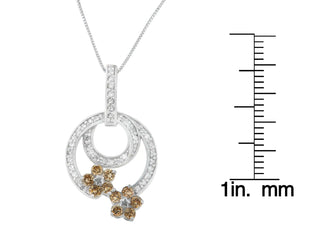 .925 Sterling Silver 1 cttw Round Cut Diamond Floral Garden Pendant Necklace (H-I, I1-I2)