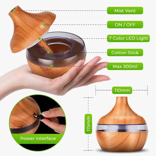 LED Wood Grain Humidifier - Glide Goods LLC