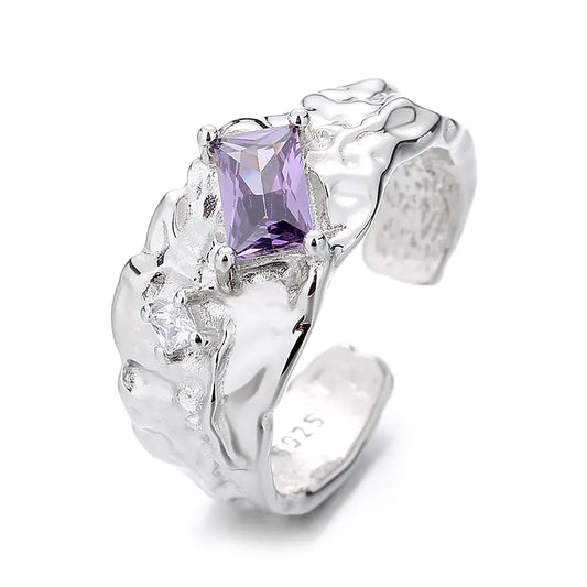 S925 Sterling Silver Korean Style Adjustable Zircon Ring