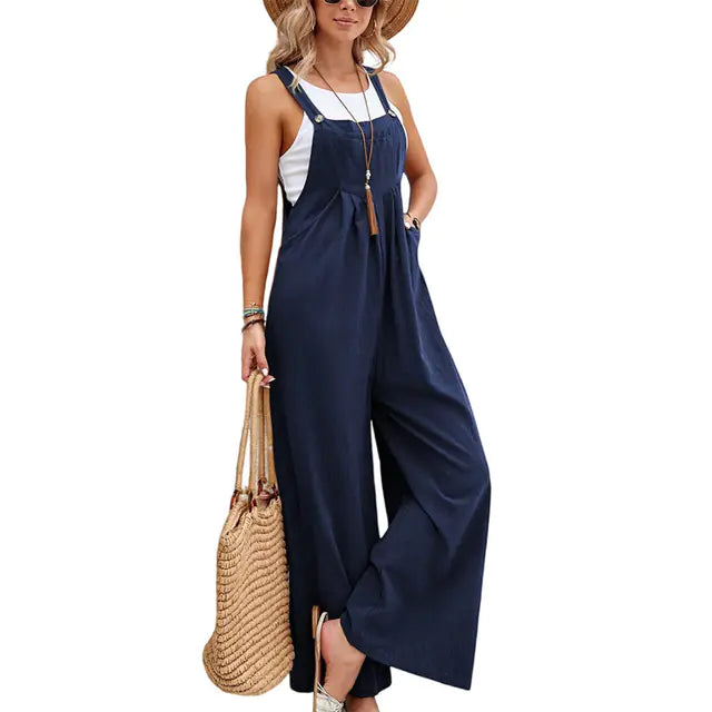 2023 Summer Women’s Casual Loose Wide Leg Jumpsuit