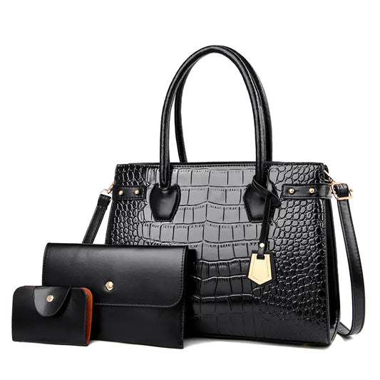Women's One-Shoulder Handbag Three-Piece Set - Glide Goods LLC