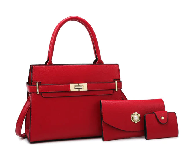 3-Piece Women's Handbag Set with Quality Leather - Glide Goods LLC