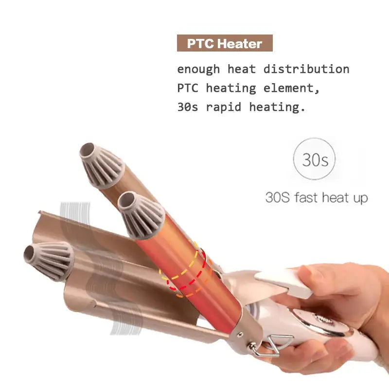 Electric Triple Barrel Curling Iron - Glide Goods LLC